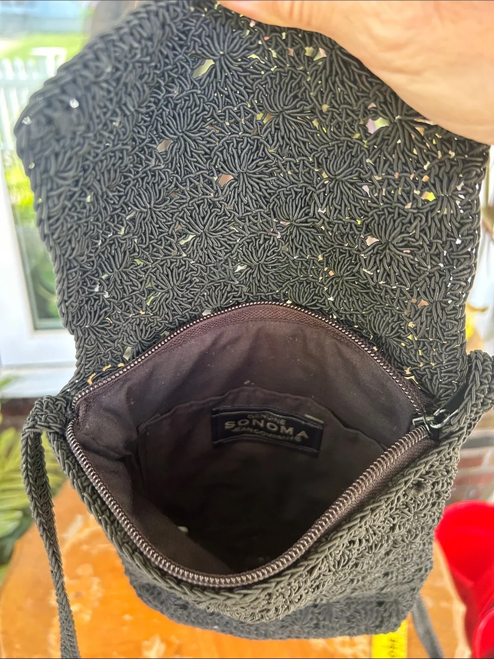 Vintage Black Crochet Crossbody Bag